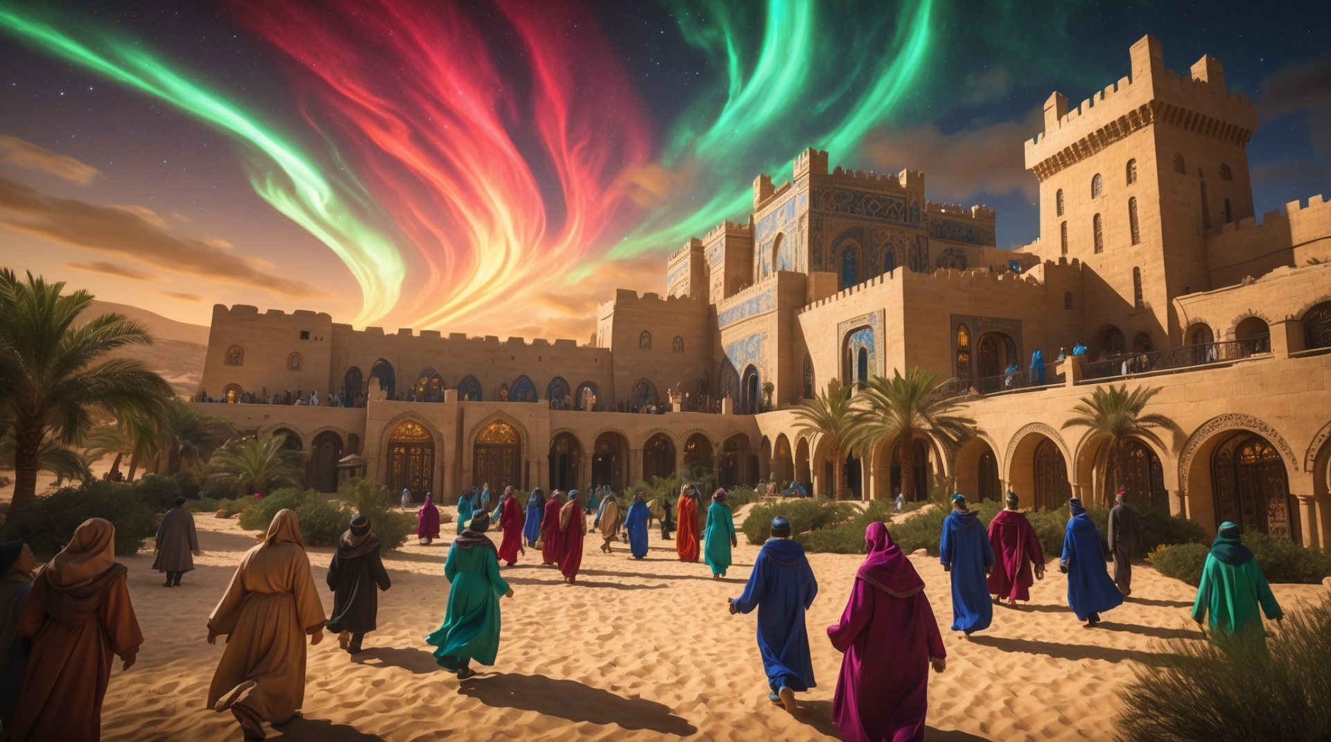 A symbolic citadel under an aurora sky — TIEARP horizon
